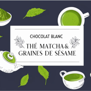 Chocolat Blanc au thé matcha et au sésame torréfié BIO