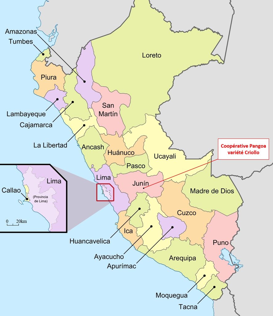 Carte du Pérou, région de Satipo, coopérative Pangoa
