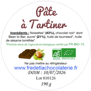 Pâte à tartiner au chocolat noir sans lactose BIO