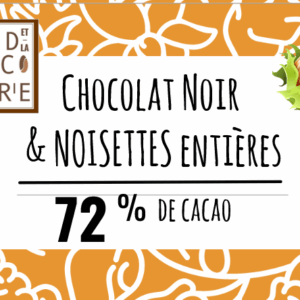 Chocolat noir 72% de cacao au noisettes entières torréfiées BIO