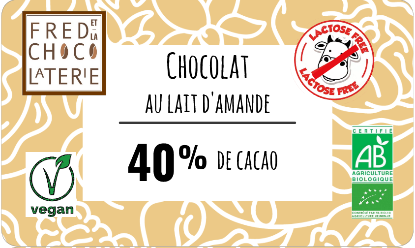 Chocolat au lait ..... d'amande 40% de cacao BIO